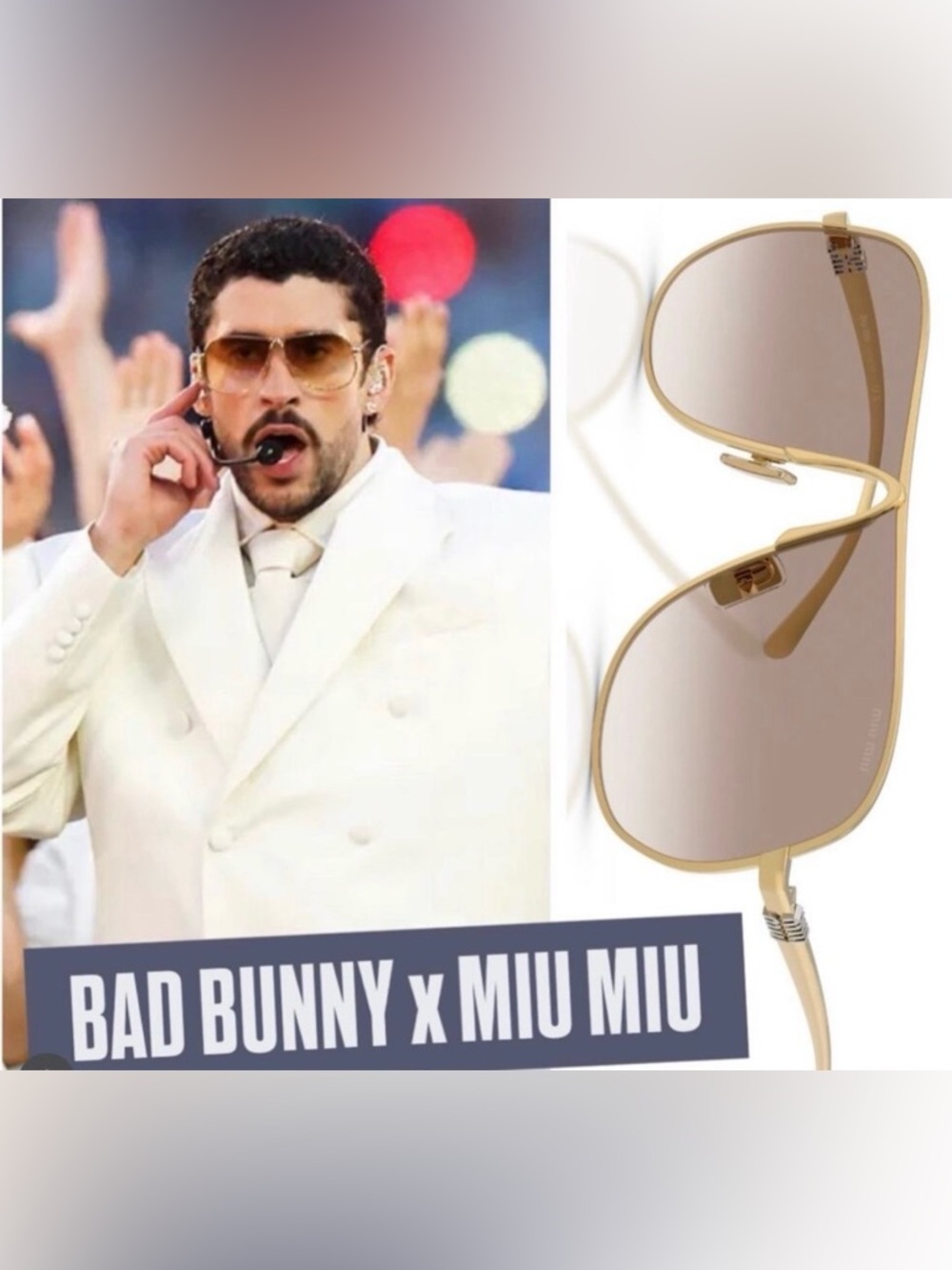 Brand New Miu Miu Gold Frame Sunglasses with Gray Lenses